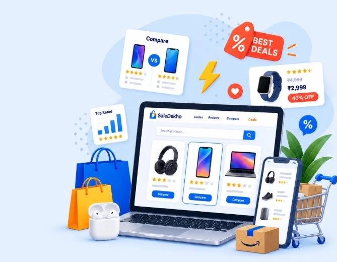 Online shopping product comparison and deals illustration