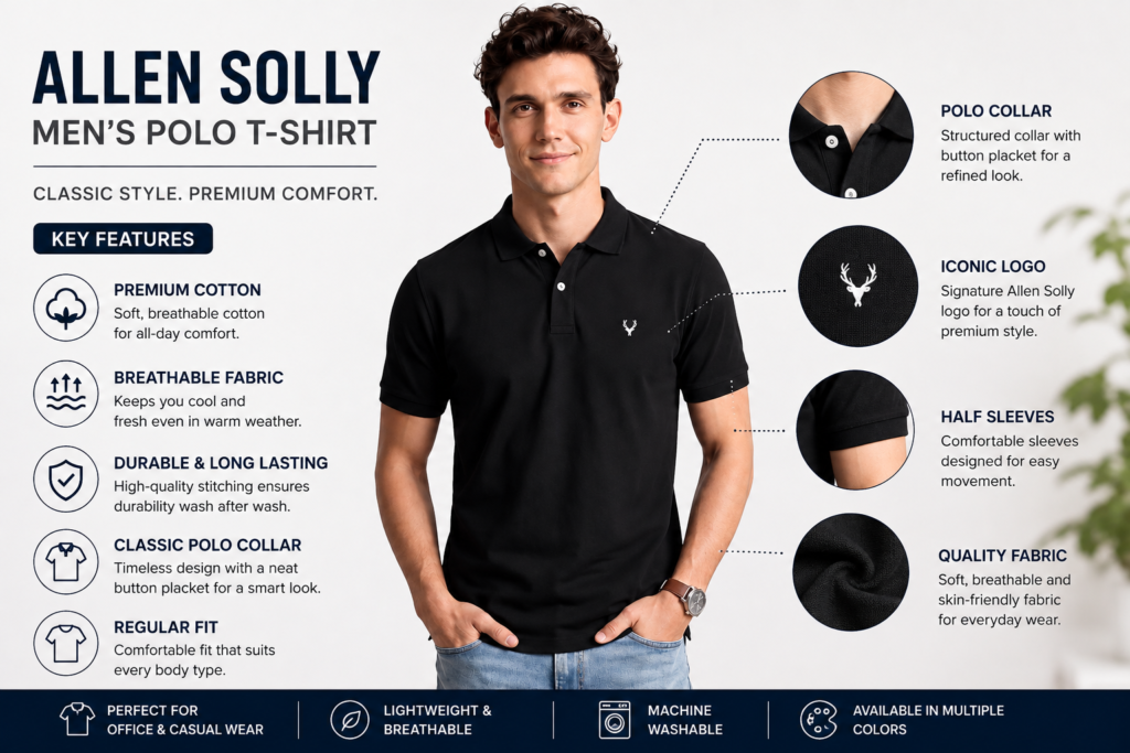 Allen Solly Men's Polo T-Shirt original packaging and brand tag
