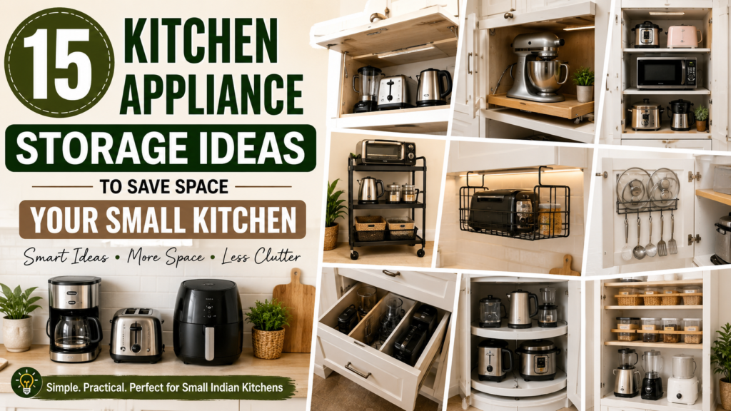 Small kitchen appliances stored near the main work area