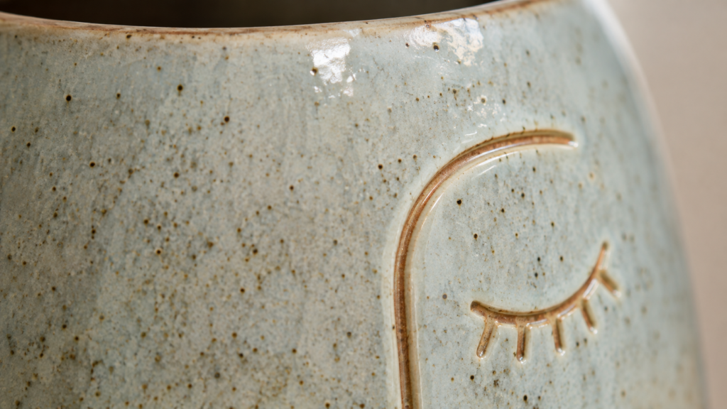 Close-up of handglazed studio pottery ceramic texture